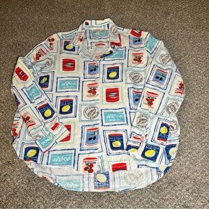 Linen-Blend Graphic button down